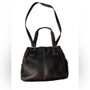 Fossil Blackburn Black Leather Convertible Shoulder Tote Crossbody Bag